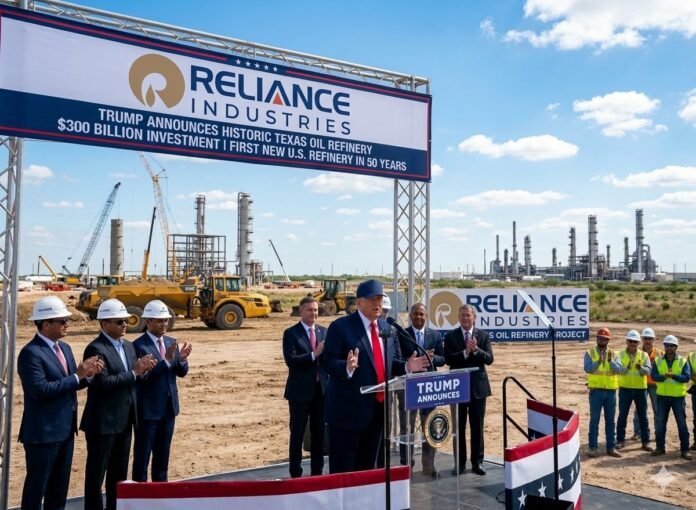 Trump Announces Historic $300 Billion Texas Oil Refinery With Reliance Backing- First New U.S. Refinery in 50 Years